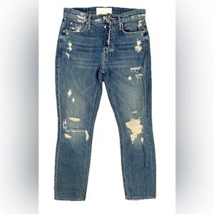 MOTHER Mid Rise Fly Cut Dazzler Ankle Jeans Destroyed Walking On Stones Size 26